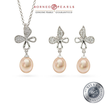 925 Silver Pearl Earring & Pendant Set - Grace