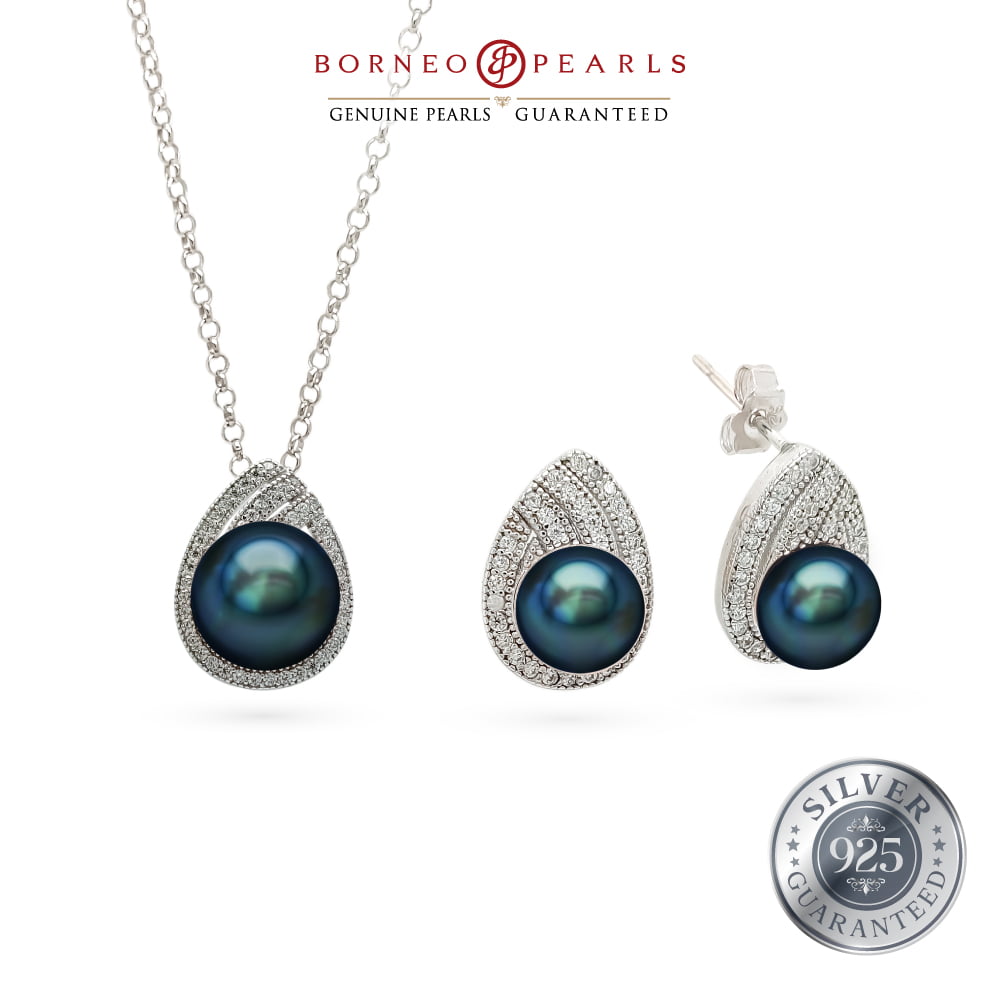 925  Silver Pearl Earring & Pendant Set - ELEGANCE