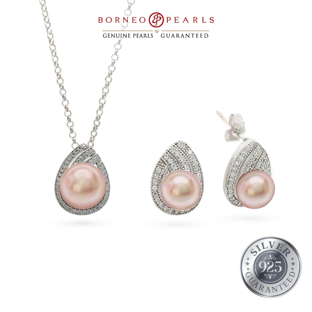 925  Silver Pearl Earring & Pendant Set - ELEGANCE