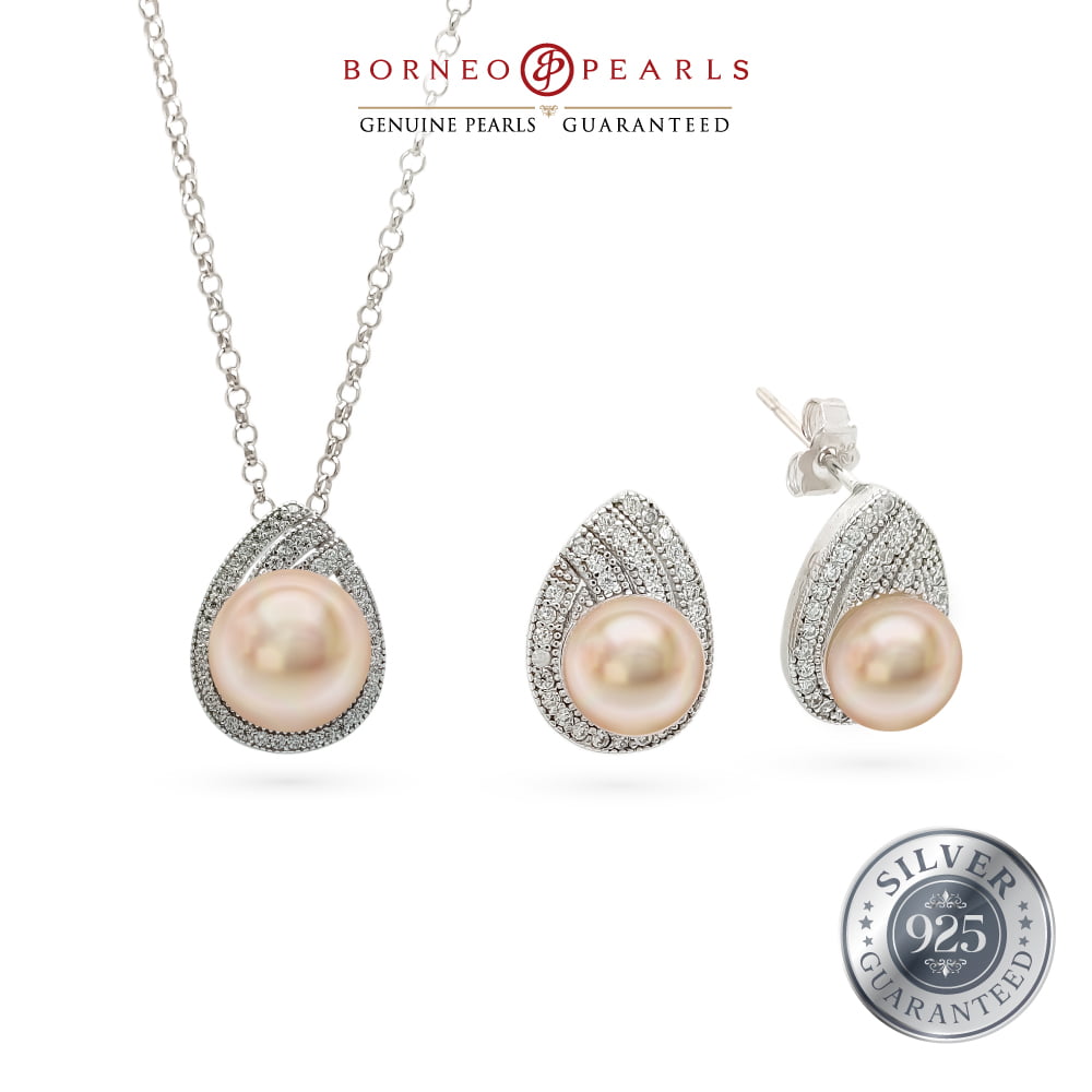 925  Silver Pearl Earring & Pendant Set - ELEGANCE