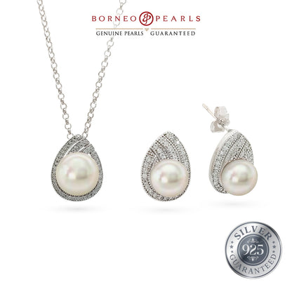 925  Silver Pearl Earring & Pendant Set - ELEGANCE