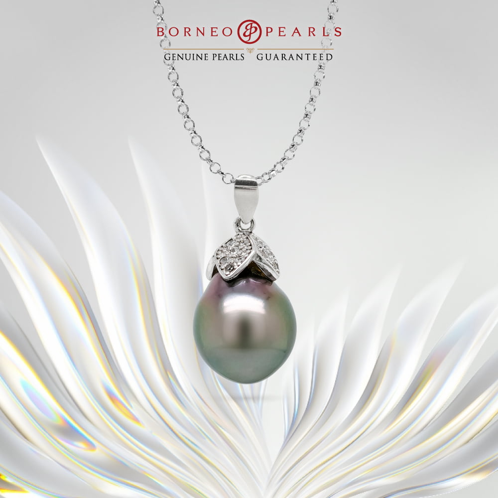 11mm Tahitian Pearl Drop Pendant on 925 Silver Chain