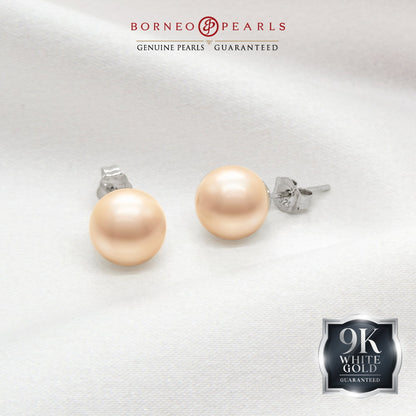 7-8mm Round Pearl Earrings in 9K White Gold / 925 Silver