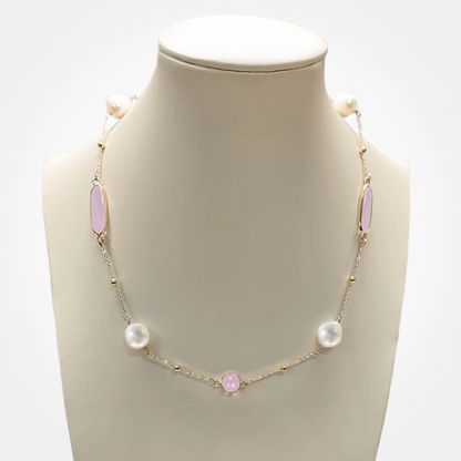 16" Pearl with Crystal Stones Necklace