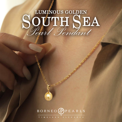 12.5-13mm Golden South Sea & Diamonds Pendant in 18k Yellow Gold