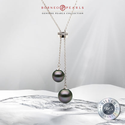 9-11mm Round Tahitian Pearls on Adjustable 925 Silver Chain