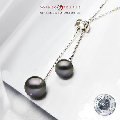 9-11mm Round Tahitian Pearls on Adjustable 925 Silver Chain