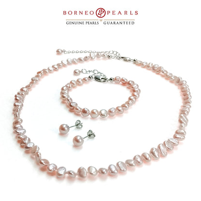 Baroque Pearl Set - Necklace + Earring + Bracelet Set