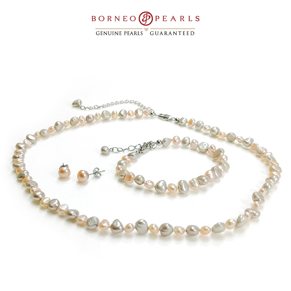 Baroque Pearl Set - Necklace + Earring + Bracelet Set