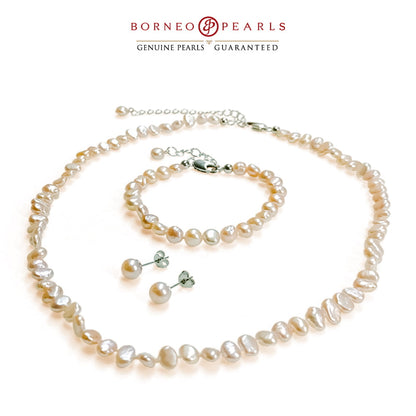 Baroque Pearl Set - Necklace + Earring + Bracelet Set