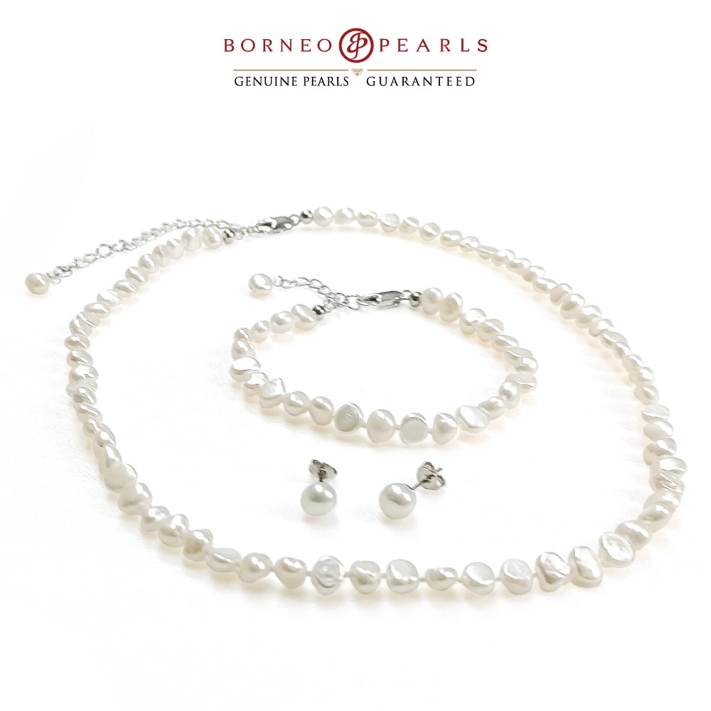 Baroque Pearl Set - Necklace + Earring + Bracelet Set