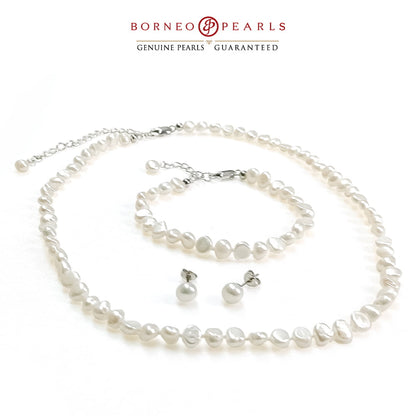 Baroque Pearl Set - Necklace + Earring + Bracelet Set