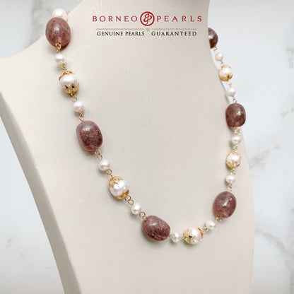 Berry Quartz & Pearl Necklace