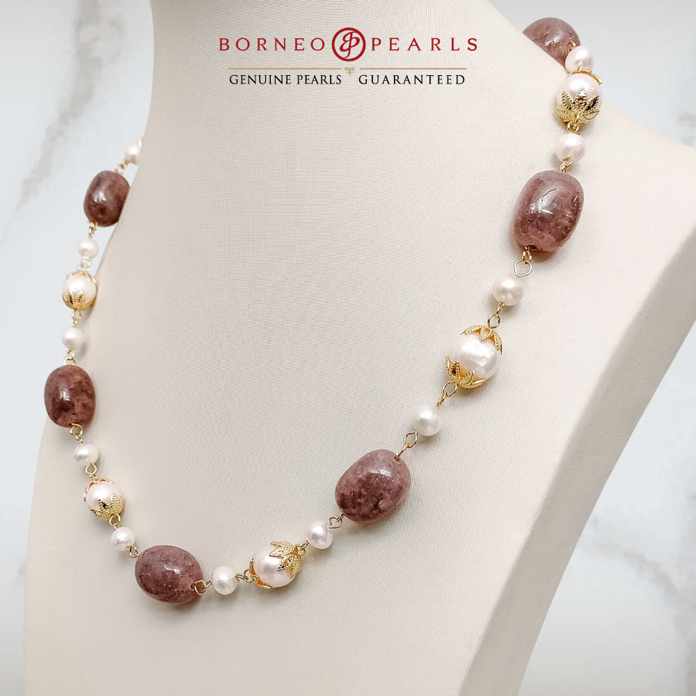 Berry Quartz & Pearl Necklace