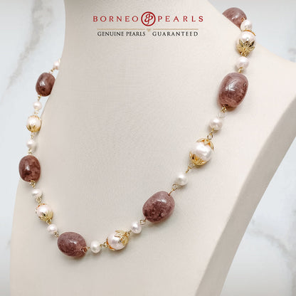 Berry Quartz & Pearl Necklace