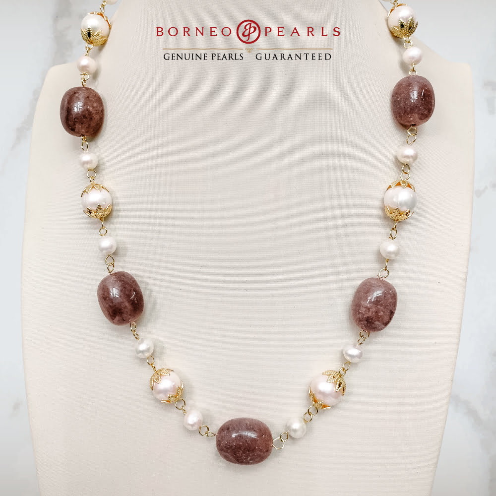 Berry Quartz & Pearl Necklace