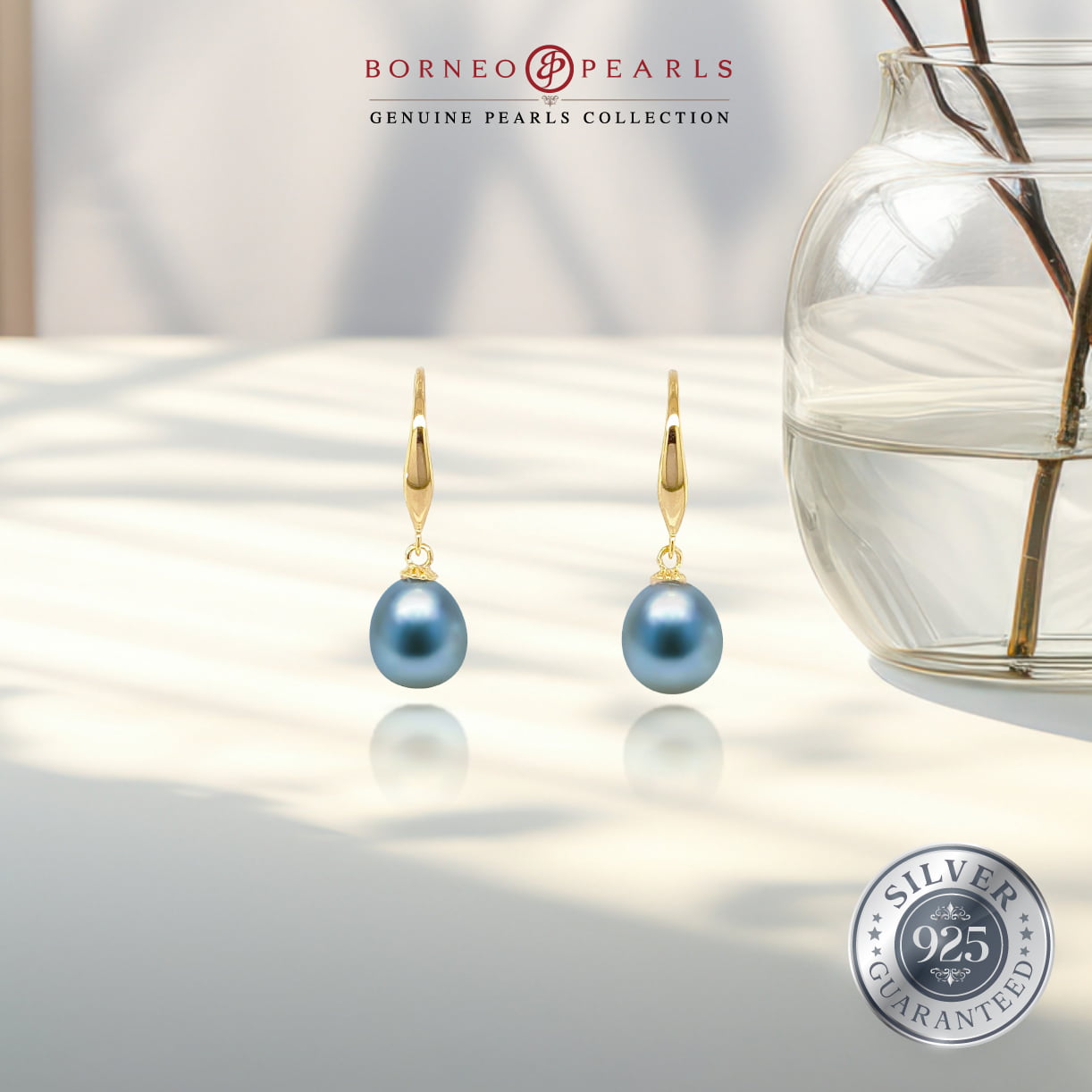 Classic Drop Pearl Earrings in 925 Silver