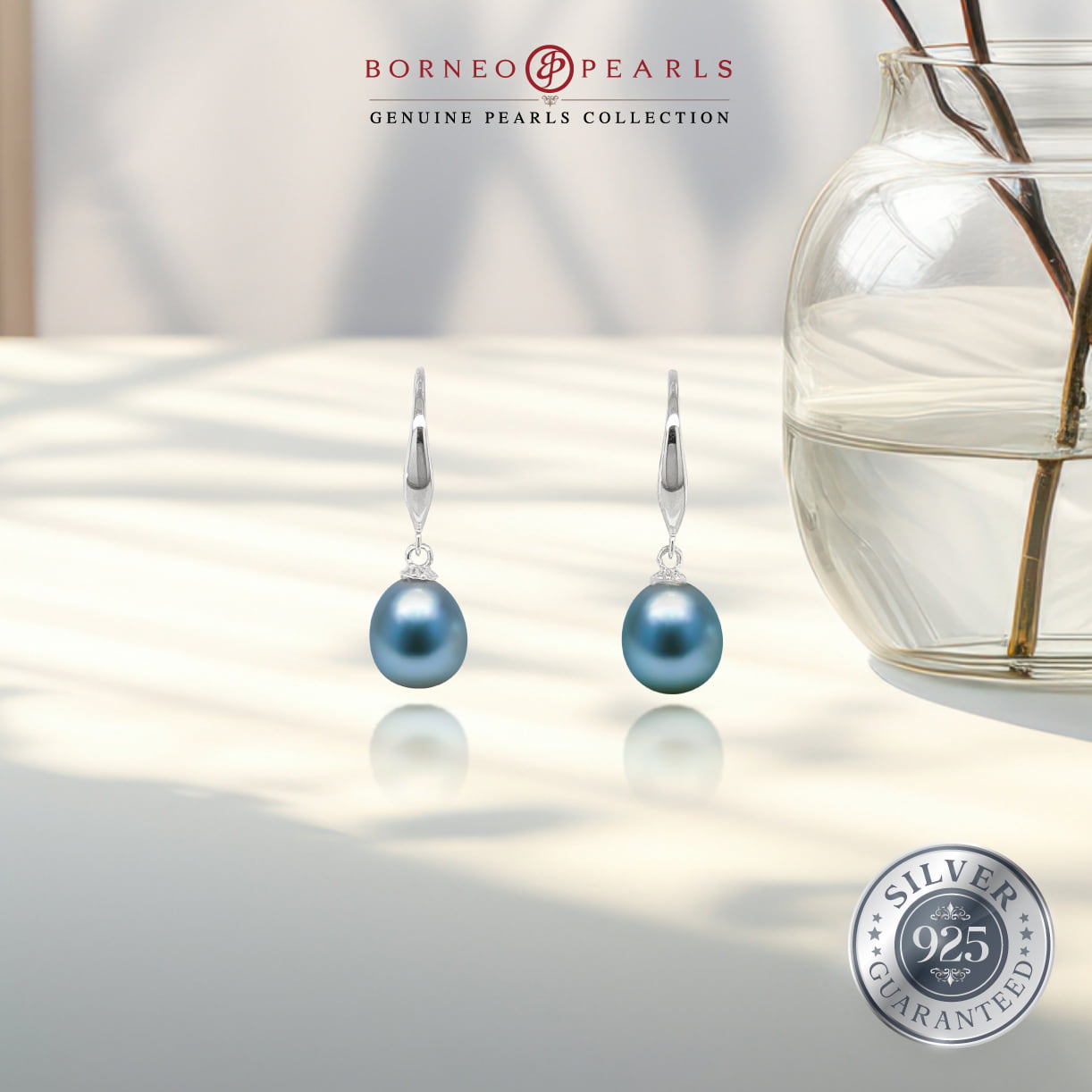 Classic Drop Pearl Earrings in 925 Silver