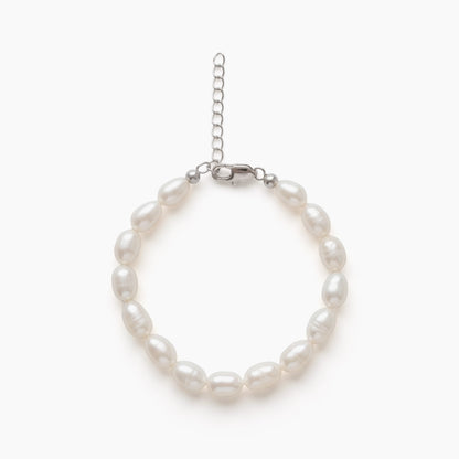 Classic White Rice Pearl Bracelet – 6–7mm