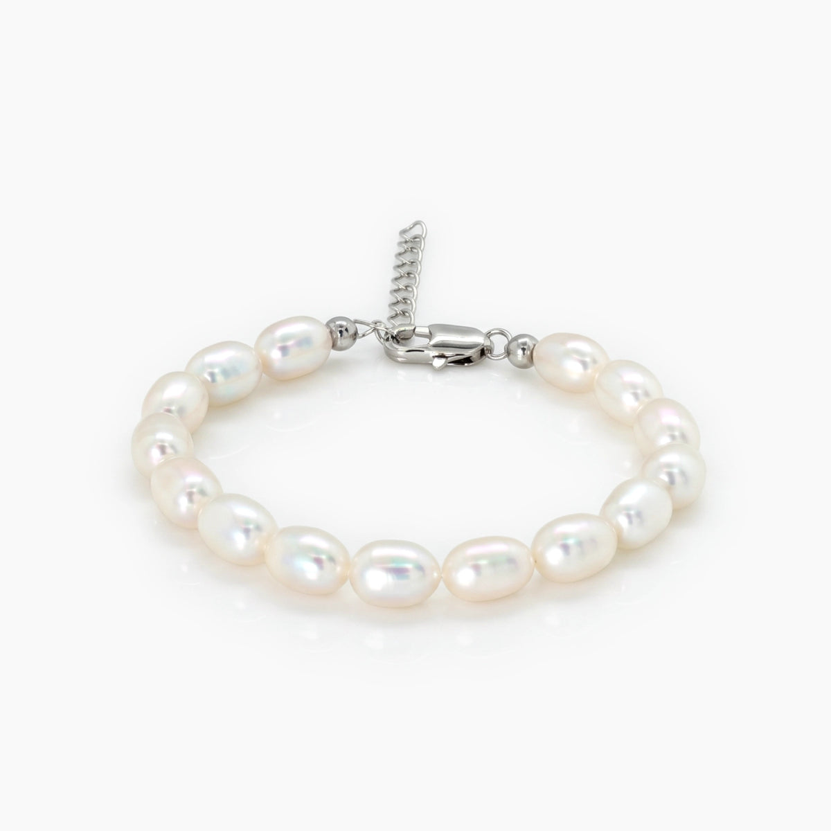 Classic White Rice Pearl Bracelet – 6–7mm