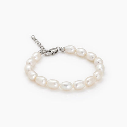 Classic White Rice Pearl Bracelet – 6–7mm