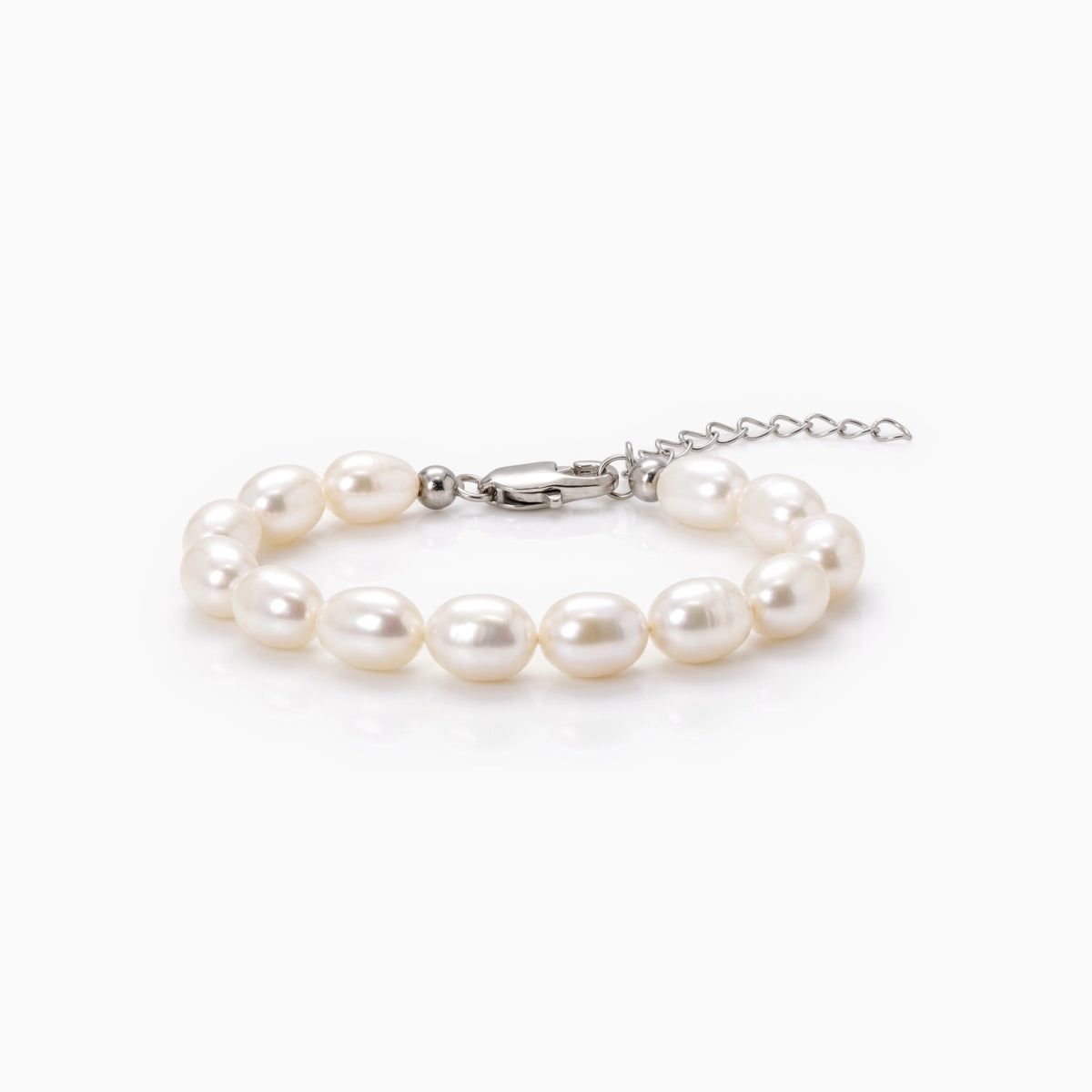 Classic White Rice Pearl Bracelet – 6–7mm