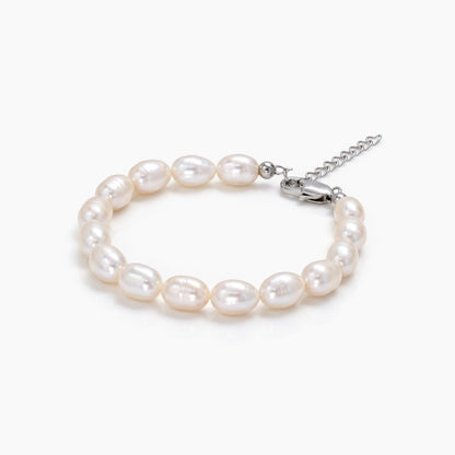 Classic White Rice Pearl Bracelet – 6–7mm