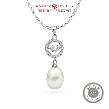 Silver Heartbeat Dancing Pearl Pendant