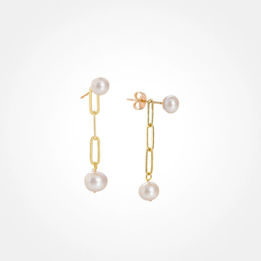 Two Way Double Pearl Earring