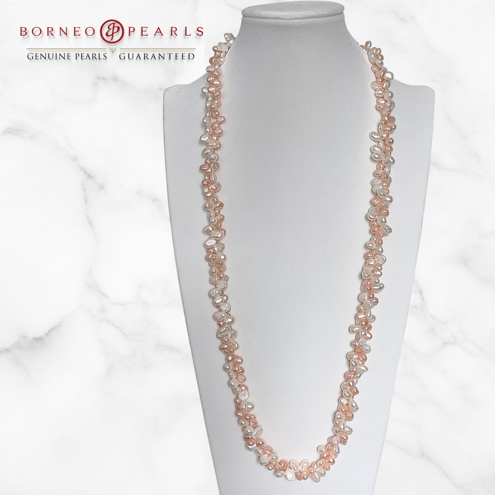 30 Inch Dual Twisted Baroque Pearl Necklace