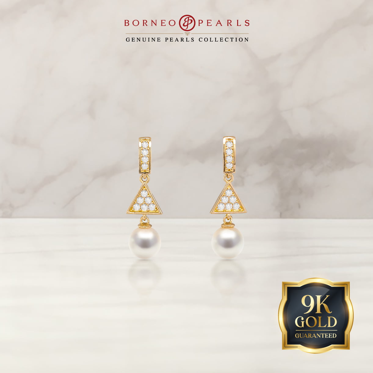 5-5.5mm Round Pearl Earring in 9k Gold