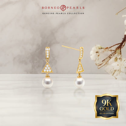 5-5.5mm Round Pearl Earring in 9k Gold