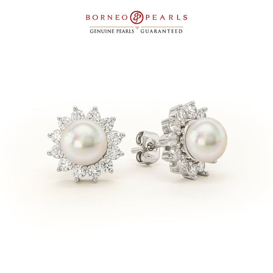 Floral Halo Pearl Earrings