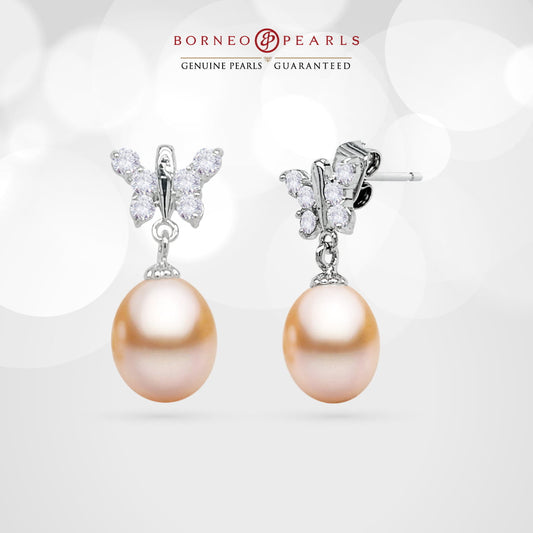 Dainty Butterfly Pearl Earrings