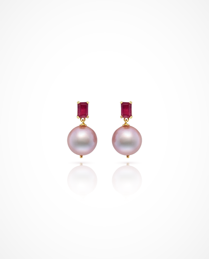 Ruby & 11-13mm Off Round Pearl in 925 Silver