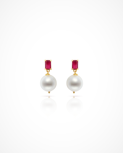 Ruby & 11-13mm Off Round Pearl in 925 Silver