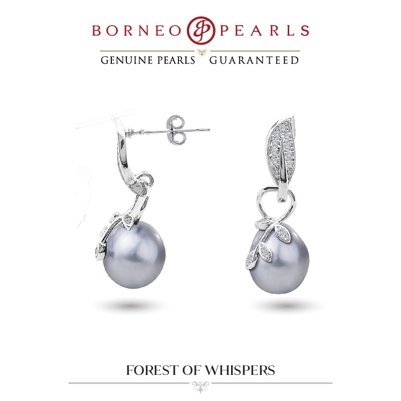 forest of whispers pearl pendant and earring set