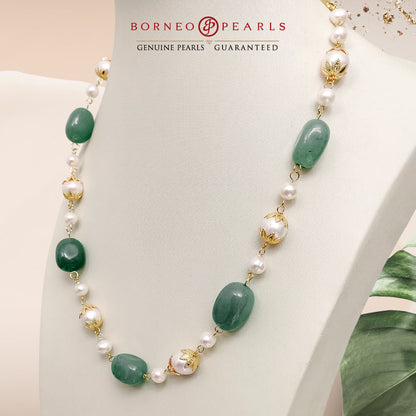 Necklace of Prosperity, Aventurine with Pearl Necklace