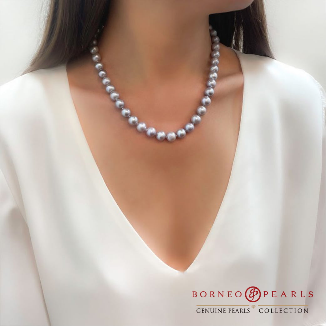 9-10mm Grey Pearl Necklace