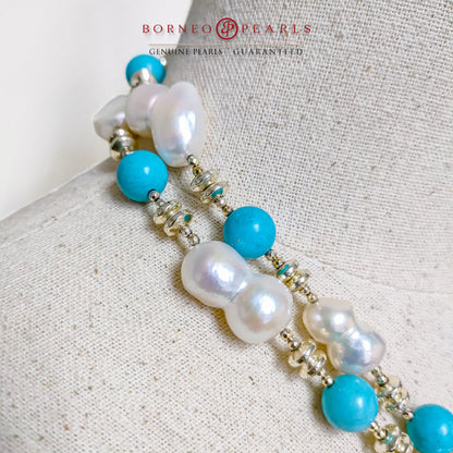 Ocean of Hope Turquoise & Pearl 40 inch Necklace