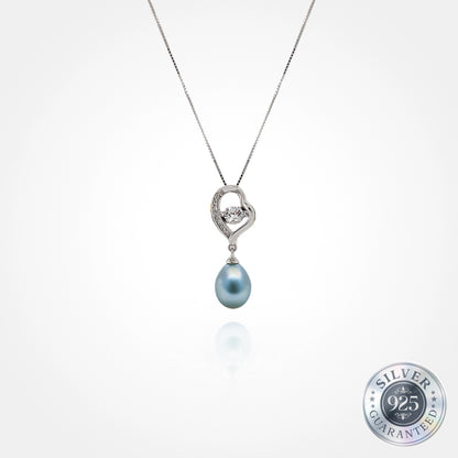 925 Silver Dancing Crystal & Pearl Necklace