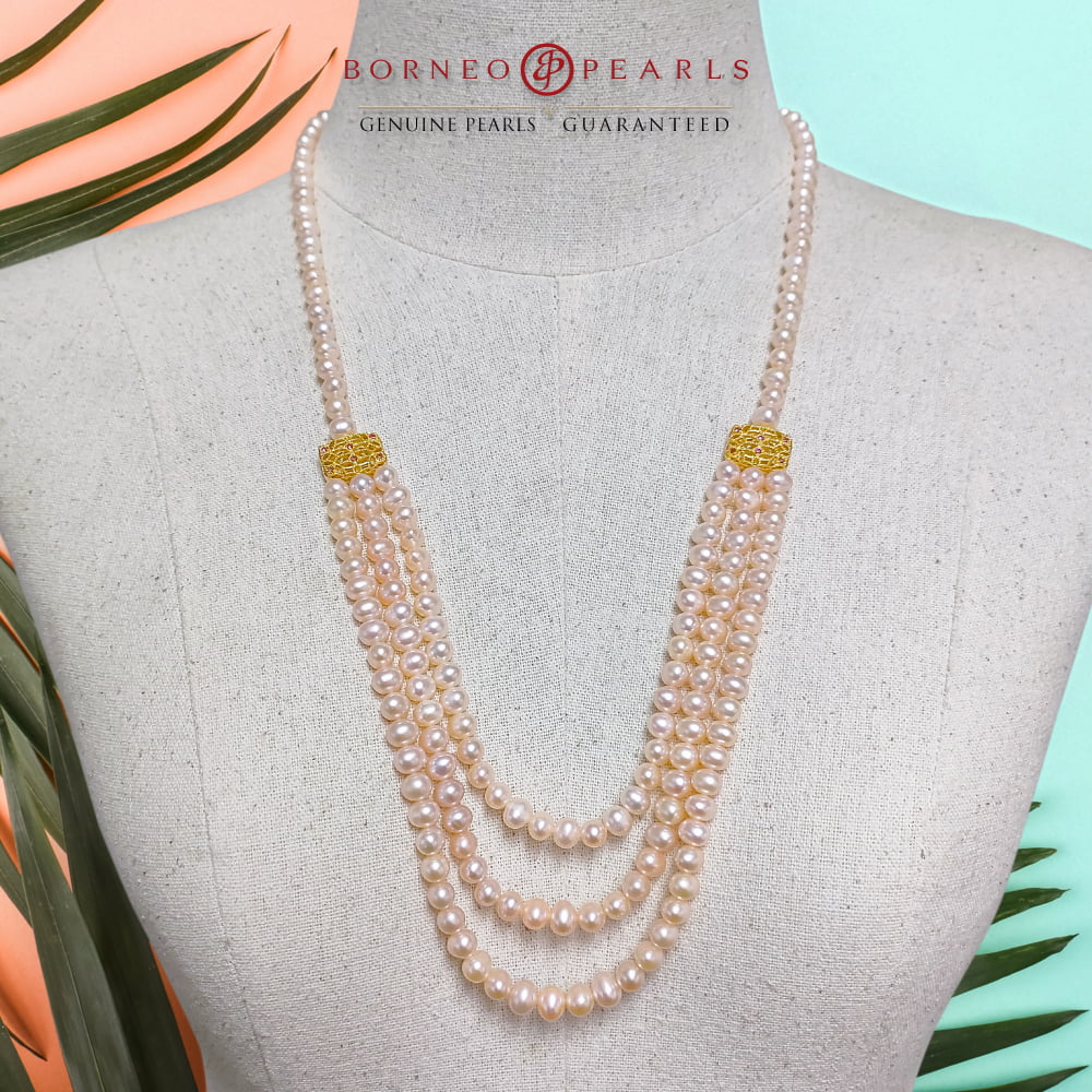 3 Strand 26" Long Pearl Necklace