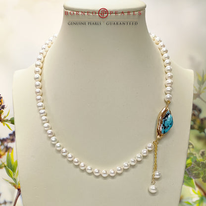 A Touch Of Turquoise Pearl Necklace