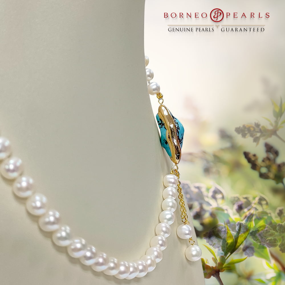 A Touch Of Turquoise Pearl Necklace