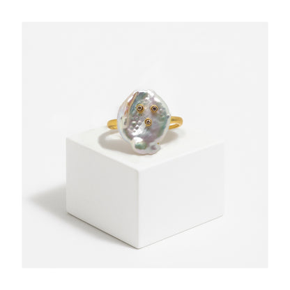 16-17mm Keshi Pearl Ring in 925 Silver