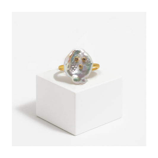 16-17mm Keshi Pearl Ring in 925 Silver