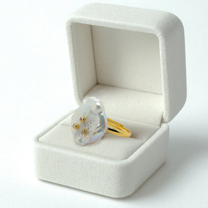 16-17mm Keshi Pearl Ring in 925 Silver