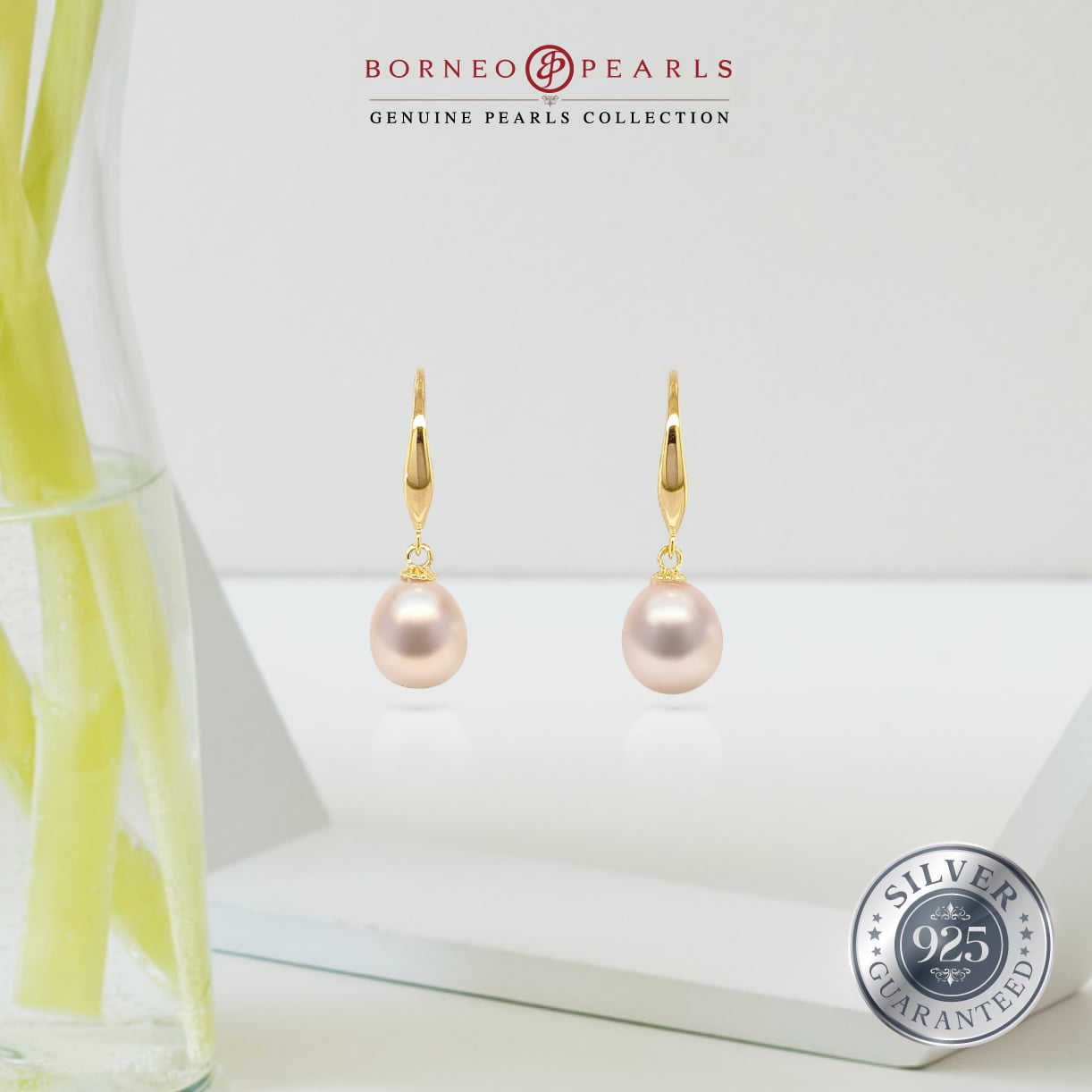 Classic Drop Pearl Earrings in 925 Silver