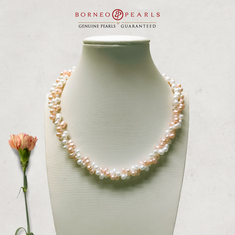 Rice Pearl twisted necklace