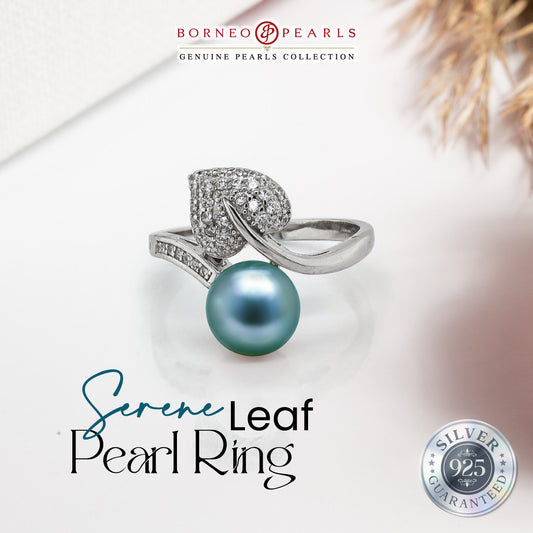 Serene Leaf Pearl Ring